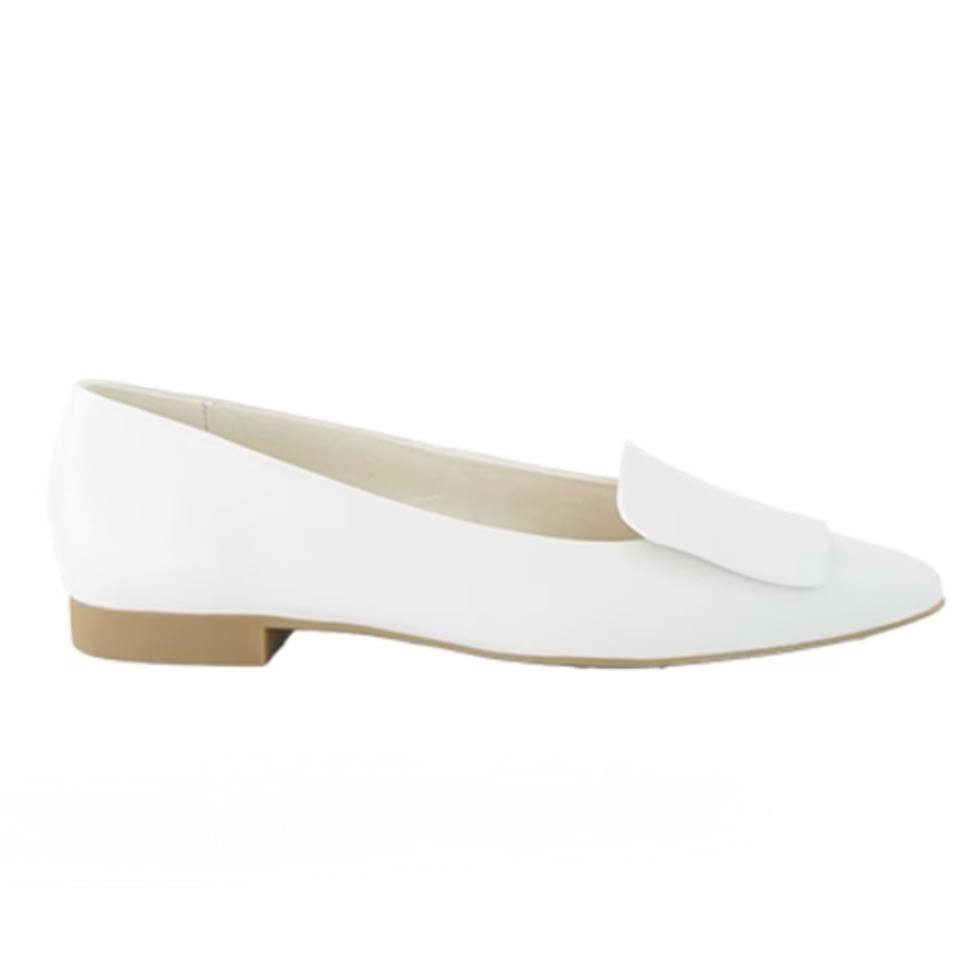 Pointed Toe Flat. White Leather Women's Leather Loafer Flats. Us Sizes
